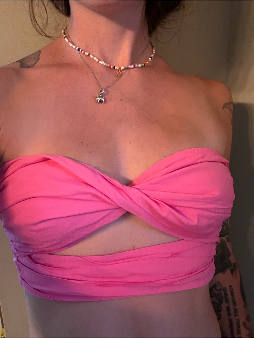 Twist-Front bandeau crop top